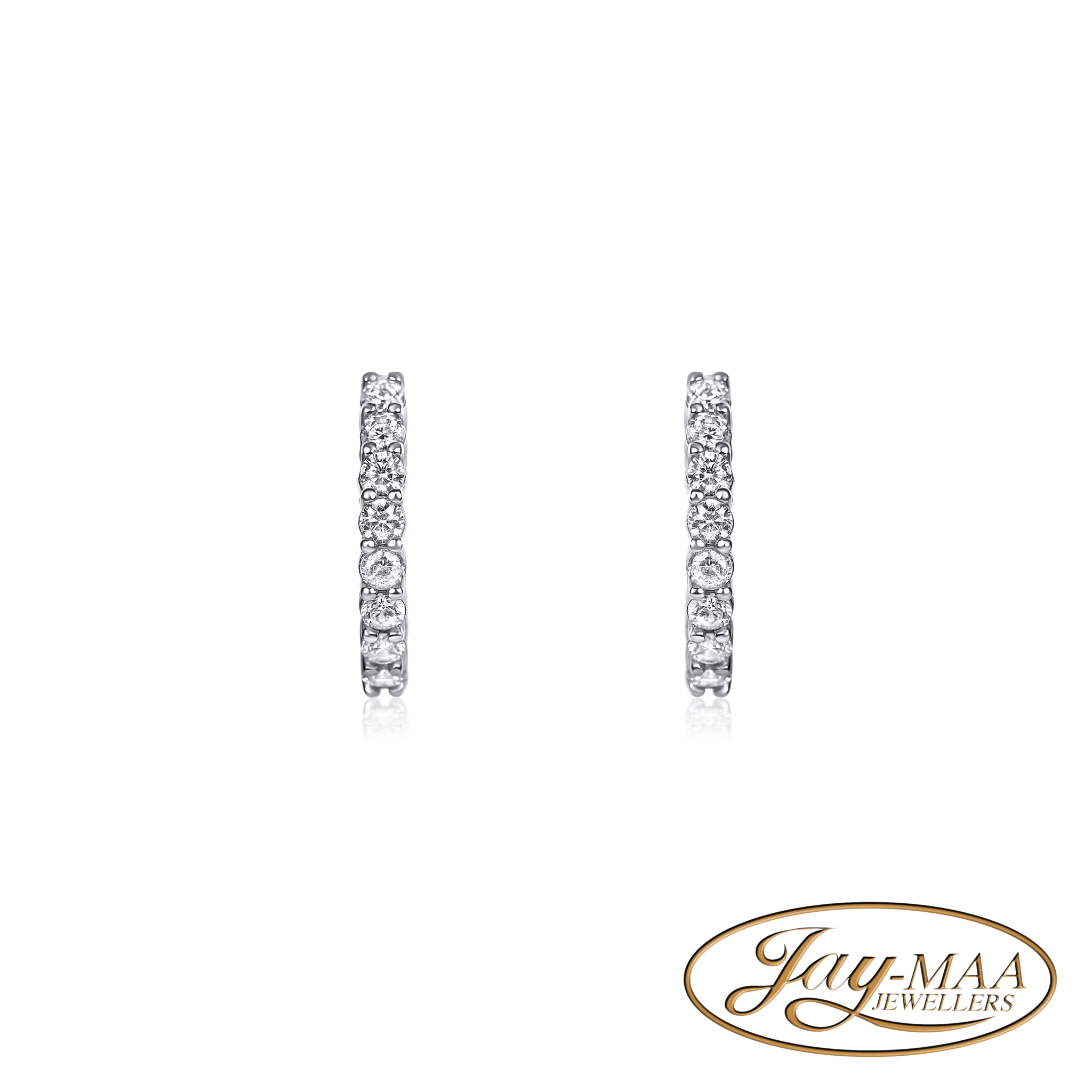 Jewellery-Ad-Social-Media-Jay-Maa-Jewellers-Silver-Bridal-Jewellery-Cubic-Zirconia-Huggie-Hoopm-Earrings-1-Front-View